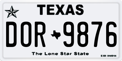 TX license plate DOR9876