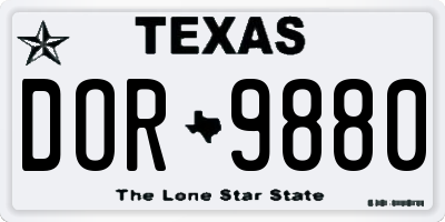 TX license plate DOR9880