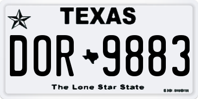 TX license plate DOR9883