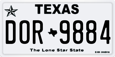 TX license plate DOR9884