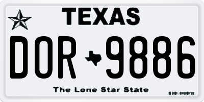 TX license plate DOR9886