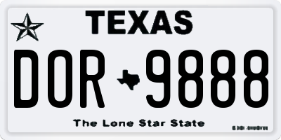 TX license plate DOR9888