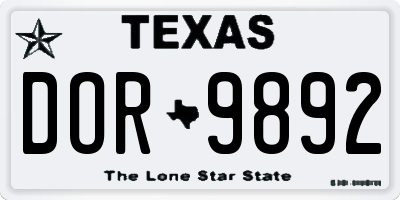 TX license plate DOR9892