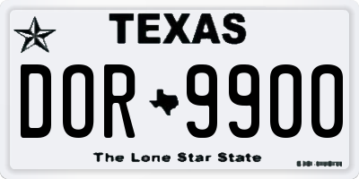 TX license plate DOR9900