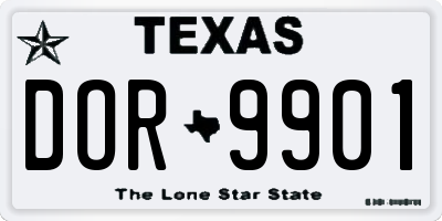 TX license plate DOR9901