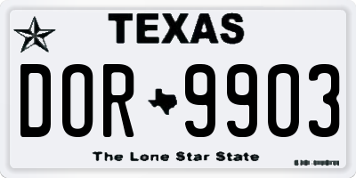TX license plate DOR9903