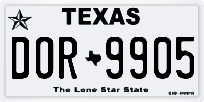 TX license plate DOR9905