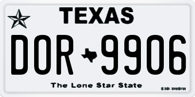TX license plate DOR9906