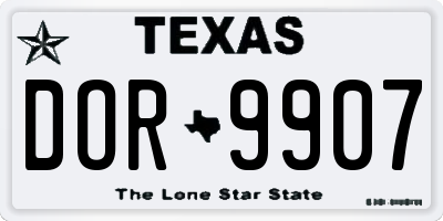 TX license plate DOR9907