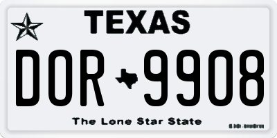 TX license plate DOR9908