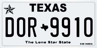 TX license plate DOR9910