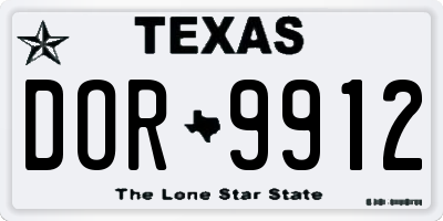 TX license plate DOR9912