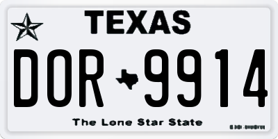 TX license plate DOR9914