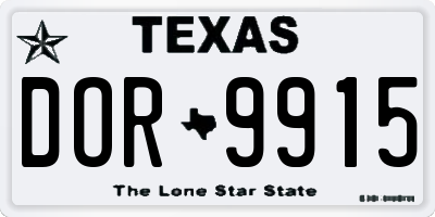 TX license plate DOR9915