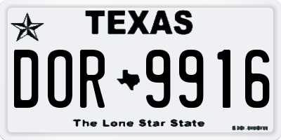 TX license plate DOR9916