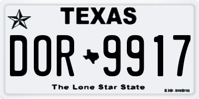 TX license plate DOR9917