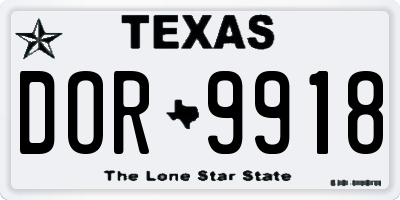 TX license plate DOR9918