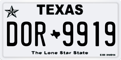 TX license plate DOR9919