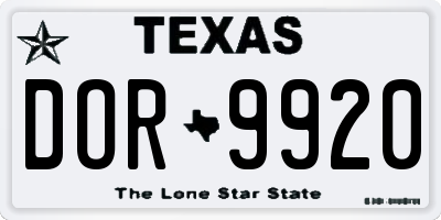 TX license plate DOR9920