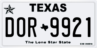 TX license plate DOR9921