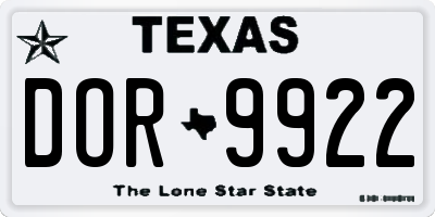 TX license plate DOR9922