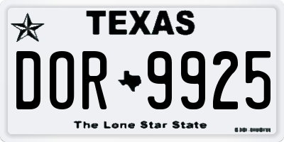 TX license plate DOR9925