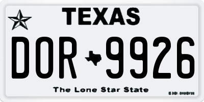TX license plate DOR9926