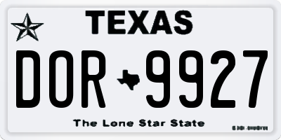 TX license plate DOR9927