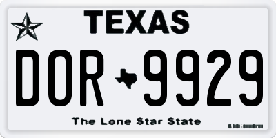TX license plate DOR9929