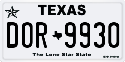 TX license plate DOR9930