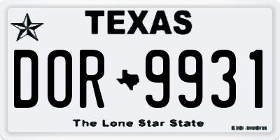TX license plate DOR9931