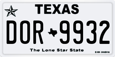 TX license plate DOR9932