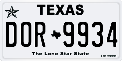 TX license plate DOR9934