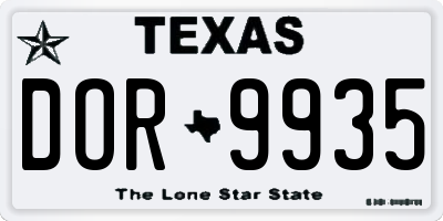 TX license plate DOR9935