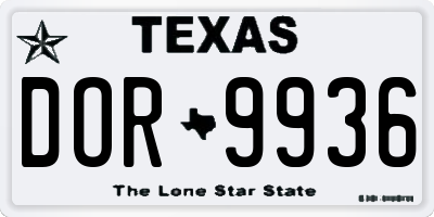 TX license plate DOR9936