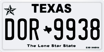 TX license plate DOR9938