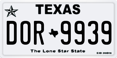 TX license plate DOR9939