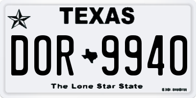 TX license plate DOR9940