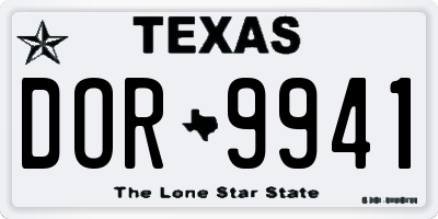 TX license plate DOR9941