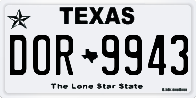 TX license plate DOR9943