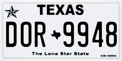 TX license plate DOR9948