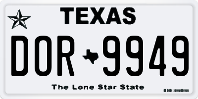 TX license plate DOR9949