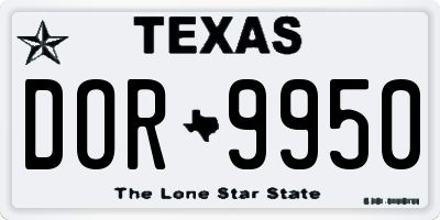 TX license plate DOR9950