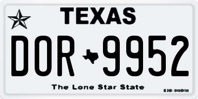 TX license plate DOR9952