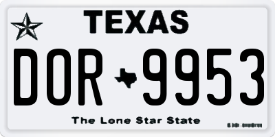TX license plate DOR9953