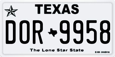 TX license plate DOR9958