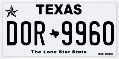 TX license plate DOR9960