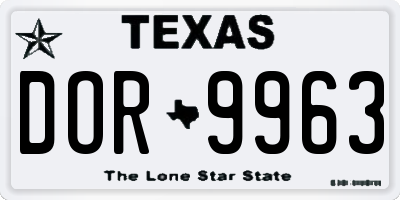 TX license plate DOR9963