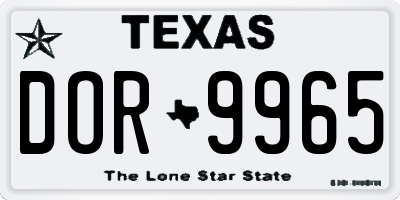 TX license plate DOR9965