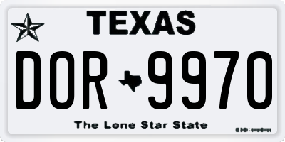 TX license plate DOR9970